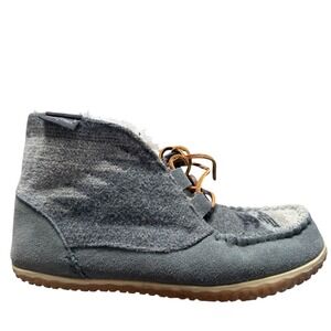 Minnetonka Women's Gray Wool Blend Faux Fur Lined Moccasin Booties Size 9M Aztec